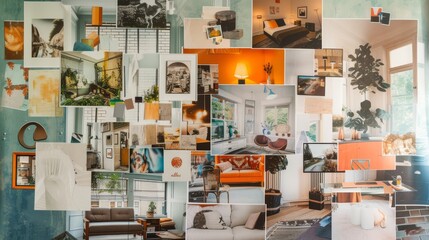  collection of photos documenting flat renovation - obrazy, fototapety, plakaty