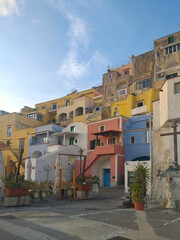 Fototapeta premium Procida island colorful town with harbor, Italy