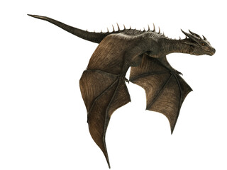3D rendered dragon in a flying pose isolated on transparent background 