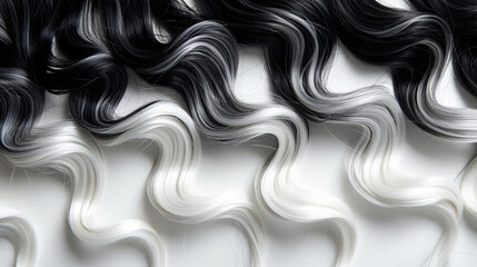 Obraz premium Rear view of dark hair of girl with grey and white ombre balayage haircolor 