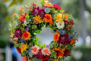 Obraz na płótnie Canvas Fresh flower funeral wreath