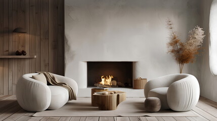 Living room interior with fireplace