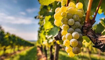 Fototapeten grape riesling wine grape on grapevine in vineyard on grapevine © Sawyer