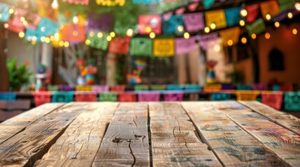 beautiful bar in Mexico celebrating May 5 with flags and daylights in high resolution and quality - obrazy, fototapety, plakaty