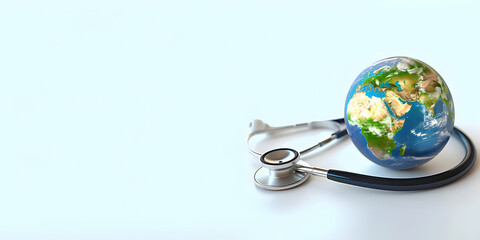 World health day background with stethoscope and earth globe
