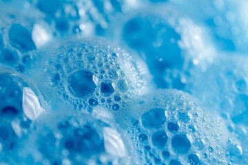 Blue polystyrene foam ball background close up