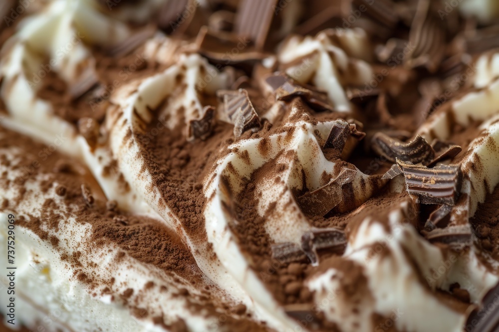 Poster close up of macro tiramisu dessert