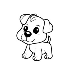 Simple thick lines cartoon puppy illustration for kids coloring book
