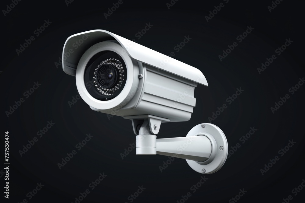 Poster a security camera mounted on the side of a wall. suitable for surveillance and monitoring purposes