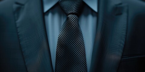 A detailed close-up of a suit and tie. Suitable for business and formal occasions