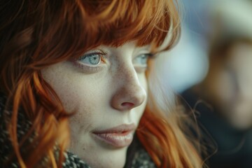 A close-up photograph capturing the unique features of a person with red hair. Suitable for various creative projects and design purposes