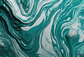 Fluid Art Liquid dark turquoise abstract drips and wave Marble effect background or texture