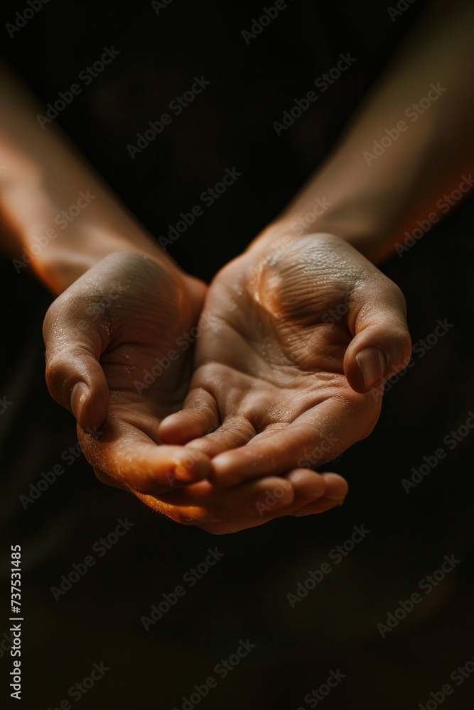 Aufkleber a detailed close-up image of a person's hands holding an object. suitable for various uses