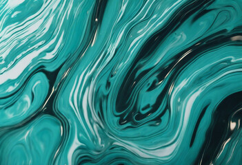 Fluid Art Liquid dark turquoise abstract drips and wave Marble effect background or texture - obrazy, fototapety, plakaty