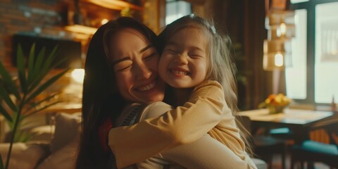 A woman holding a little girl in her arms. Suitable for family, parenting, and love-related concepts