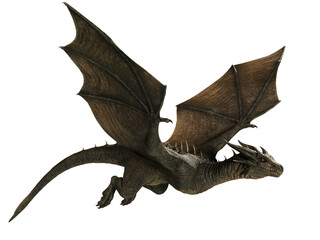 3D rendered dragon in a flying pose isolated on transparent background  © HWWO Stock