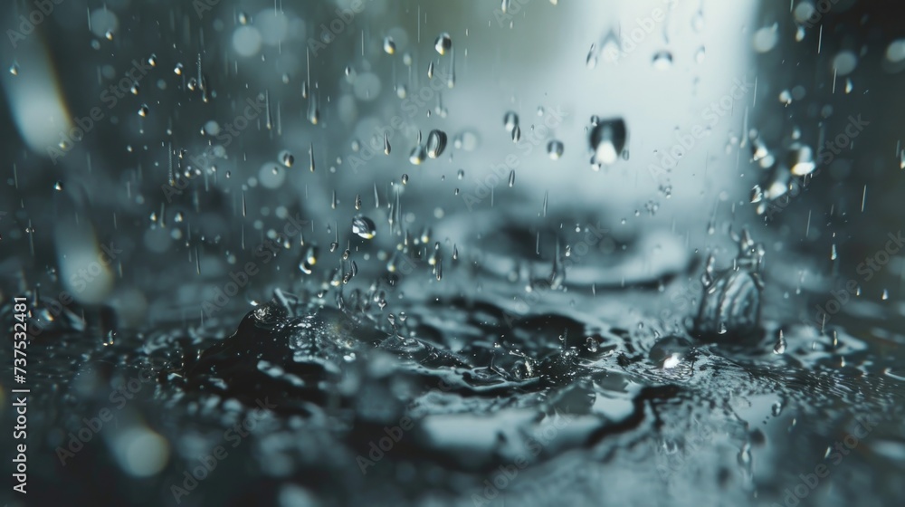 Leinwandbilder a close-up view of a single water droplet resting on a table. this image can be used to depict conce