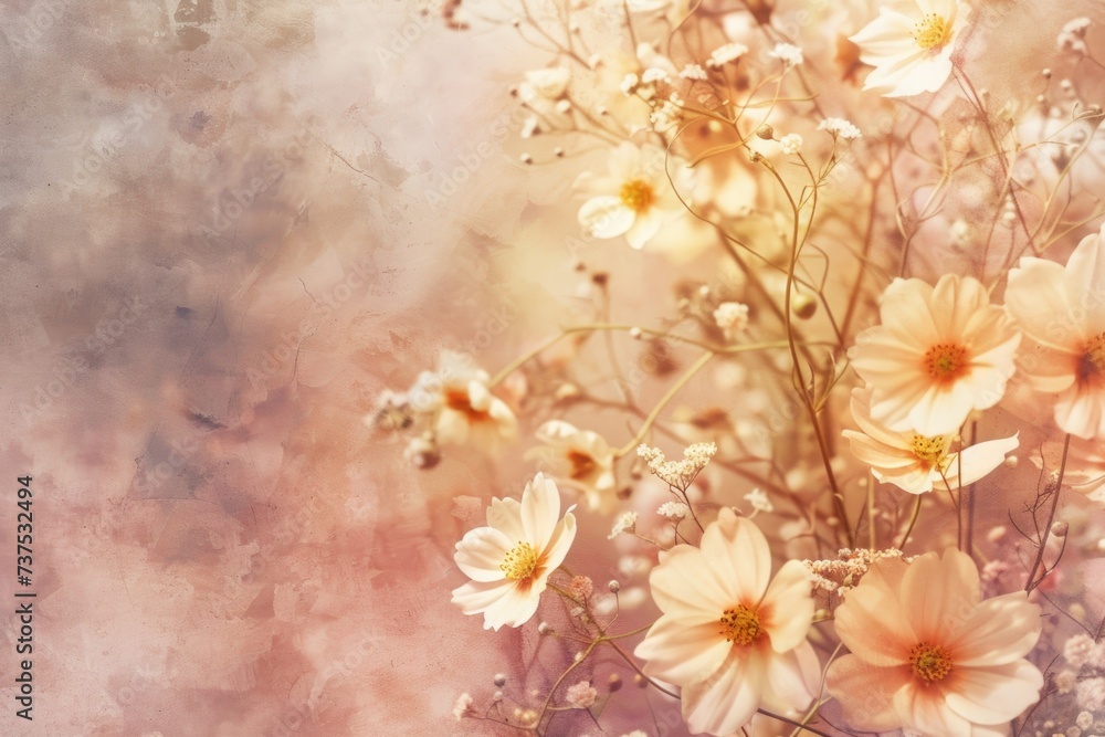 Poster A close-up view of a beautiful bunch of flowers. Perfect for adding a touch of color and nature to any project