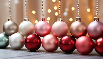 Obraz premium Christmas ornament decoration, shiny sphere, gold colored gift, vibrant colors generated by AI