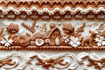 A close-up view of a ginger Christmas cookie. Perfect for festive baking projects and holiday-themed designs