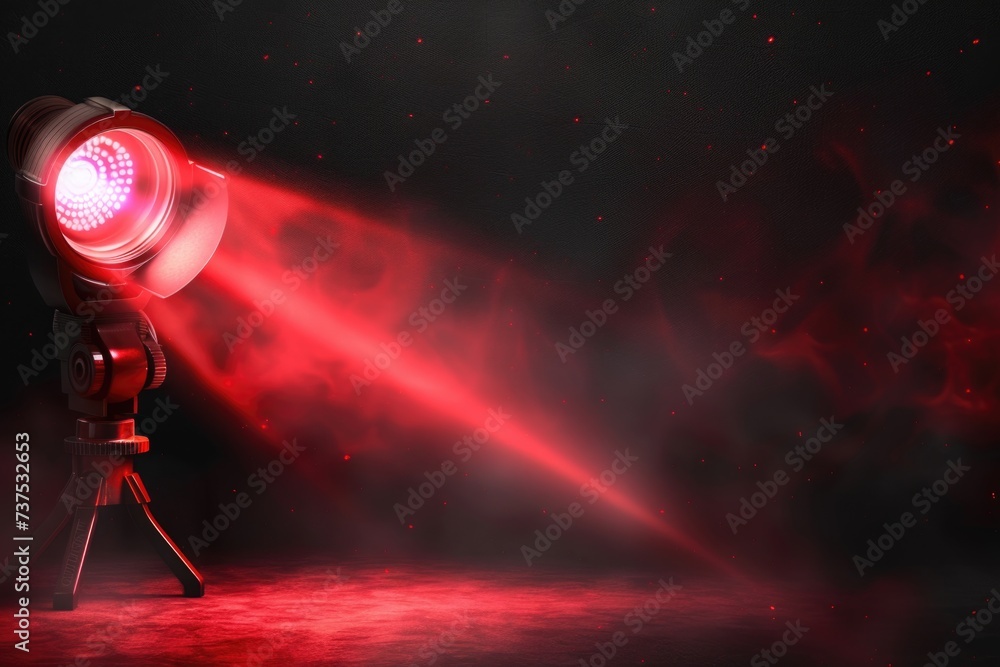 Aufkleber a bright red light shining on a tripod. this versatile image can be used for various purposes