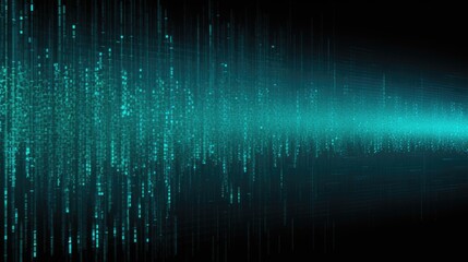 Background binary code is in turquoise color