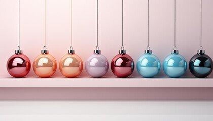 Winter celebration hanging Christmas ornaments, gifts, and shiny decorations generated by AI
