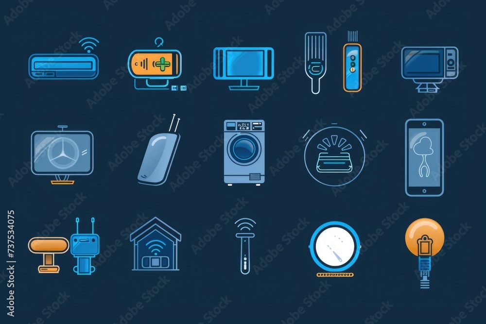 Poster a collection of different types of electronic devices showcased together. ideal for illustrating tec