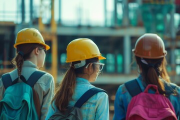Diverse female managers united for successful and purposeful work on a construction project