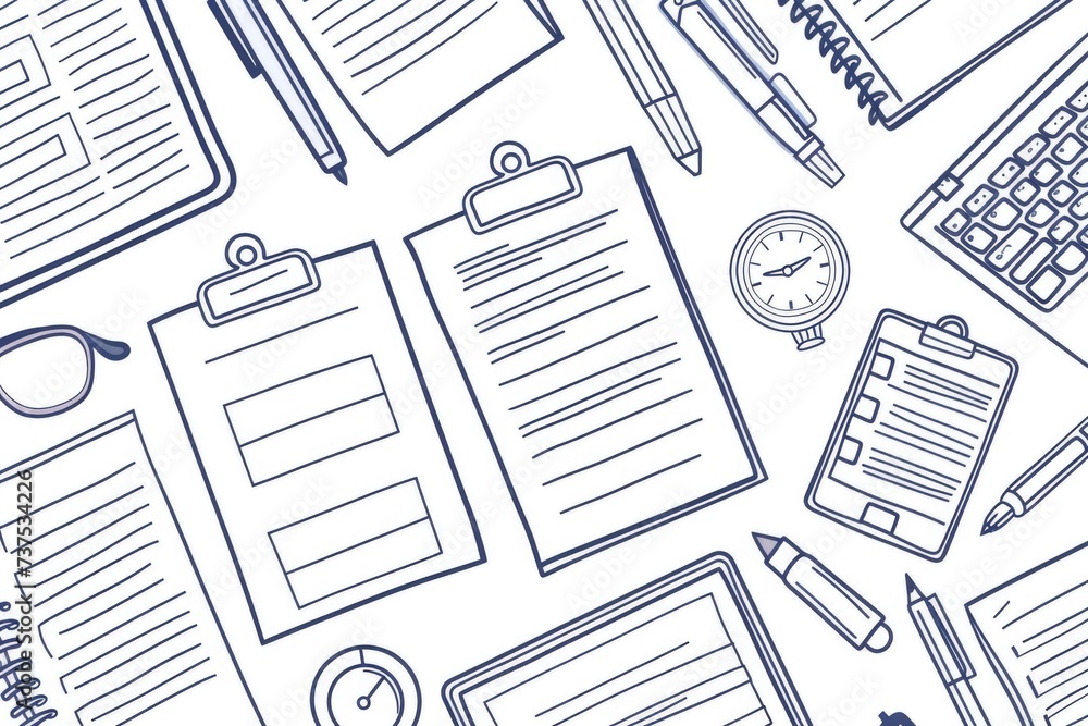 Poster A collection of papers and a calculator arranged neatly on a table. Suitable for office and business concepts
