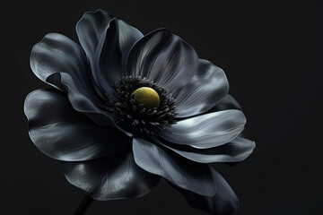 Exotic unusual black flower close-up on a dark background. Ideal for web, banners, cards and more