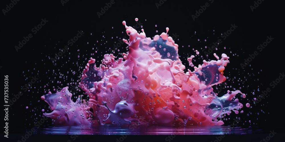 Poster pink liquid creates a vibrant splash on the surface of the water. this image can be used to represen