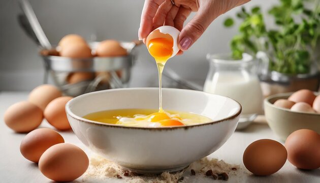 Generated image someone is adding eggs in a bowl