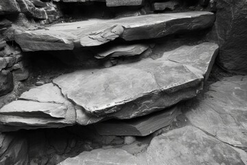 A black and white photo of rocks. Suitable for various uses