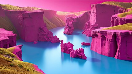 3d pink mountain. Generative AI