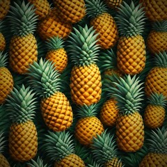 Pineapple Fruits Food Fresh Tropical Pattern assortment. Pattern of pineapple, featuring vibrant golden hues and unique detailing. The alternate row alignment creates rhythm, and a strategically place