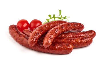 BBQ Roasted pork sausages, isolated on white background