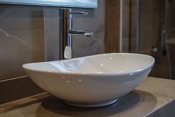 Close up of a contemporary bathroom sink