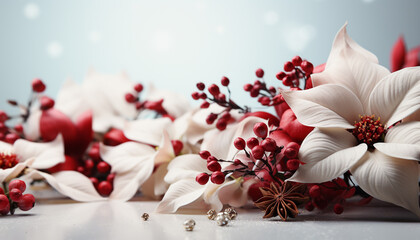 Freshness of winter celebration flower head decorates Christmas ornament generated by AI