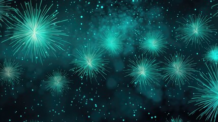 Background of fireworks in Teal color.