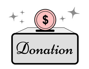 Donations. Charity. Coin box on white background