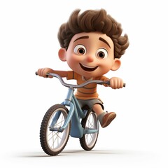 Obraz premium Boy riding a bicycle animated - isolated on white
