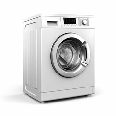 Fototapeta premium White washing machine, isolated on a white background
