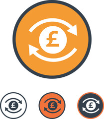 British pound currency exchange icon set.