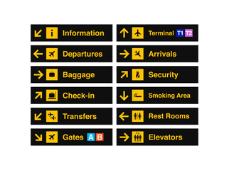 Set Of All Airport Sign Stock Photo Sign Symbol