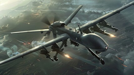 The combat drone or military drone is accurate and realistic based on factors such as size, shape and characteristics. Existing drone models and military technologies.