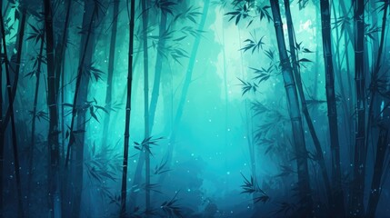 Obraz premium Background with bamboo forest in Turquoise color.