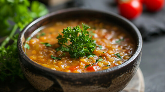 German Linsensuppe - Lentil Soup Comfort Food Photo