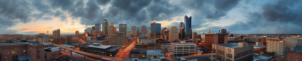 Obraz premium Urban Horizon Panorama. Generative AI