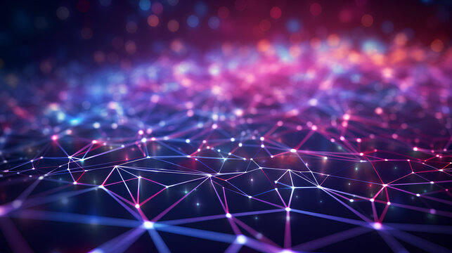 Connected Network with Lines and Dots. Digital Connection.	